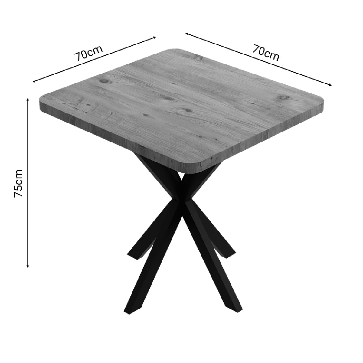 Τραπέζι Prestone pakoworld oak μελαμίνης-μαύρο μέταλλο 70x70x75εκ Τραπέζι Prestone pakoworld oak μελαμίνης-μαύρο μέταλλο 70x70x75εκ