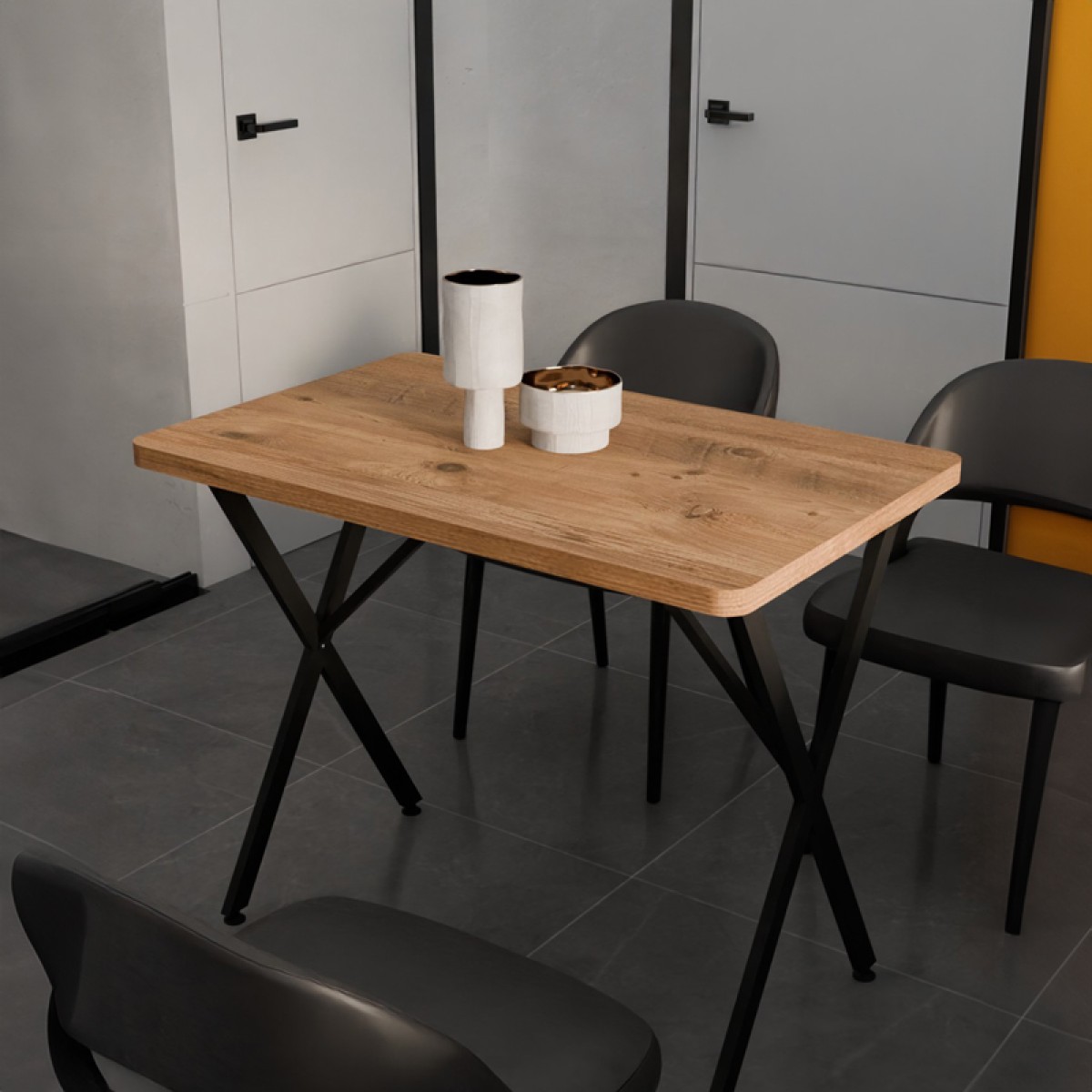 Τραπέζι Zeryin pakoworld oak μελαμίνης-μαύρο μέταλλο 110x70x75εκ Τραπέζι Zeryin pakoworld oak μελαμίνης-μαύρο μέταλλο 110x70x75εκ