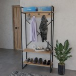 Έπιπλο εισόδου Levento pakoworld oak με μαύρο μεταλλικό σκελετό 88x34x180εκ