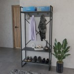 Έπιπλο εισόδου Levento pakoworld ανθρακί με μαύρο μεταλλικό σκελετό 88x34x180εκ