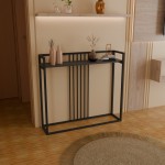 Κονσόλα Convida pakoworld ανθρακί με μαύρο μεταλλικό σκελετό 100x25x90εκ