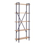 Βιβλιοθήκη Derena pakoworld oak με μαύρο μέταλλο 60x29x160εκ
