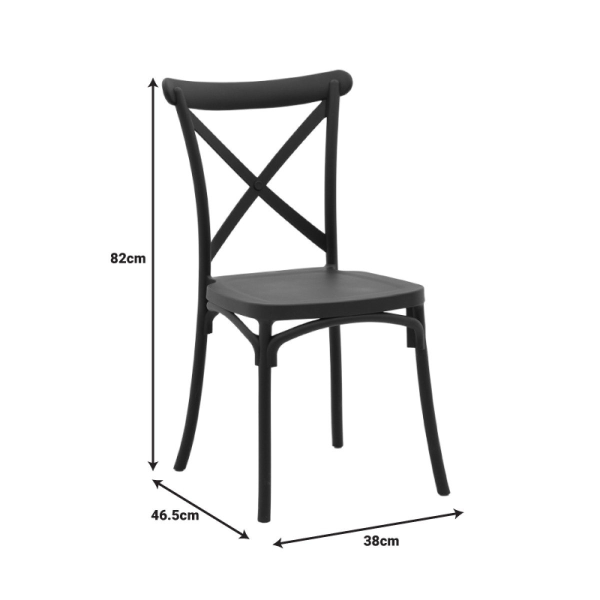 Καρέκλα Crossie pakoworld στοιβαζόμενη pp σε ανθρακί απόχρωση 38x46.5x82εκ