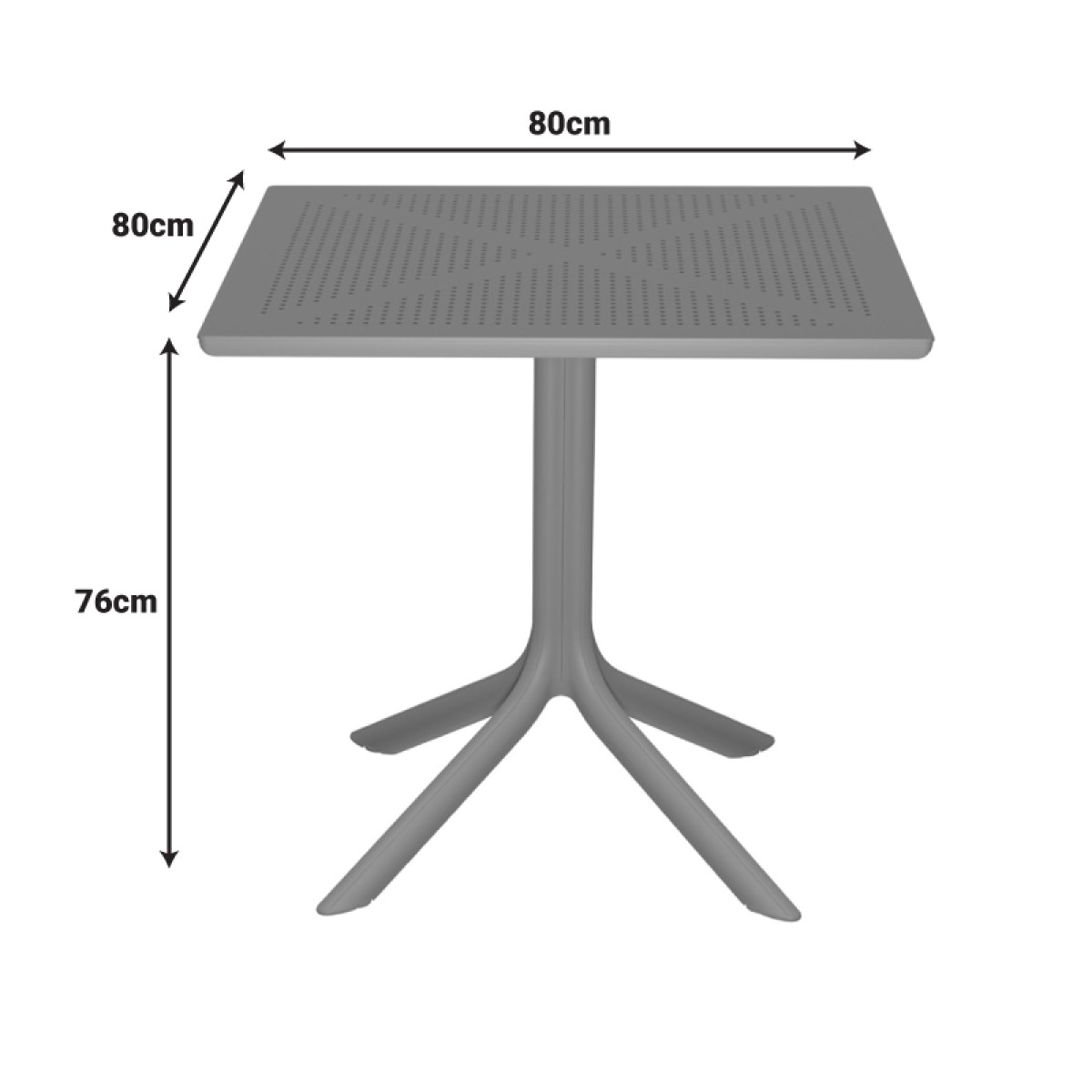 Τραπέζι Groovy pakoworld διατρητο pp ανθρακί 80x80x74εκ