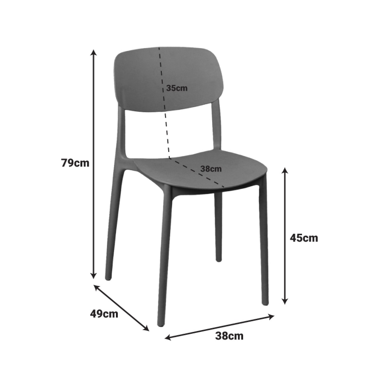 Καρέκλα Berdian pakoworld στοιβαζόμενη pp λευκό 38x49x79εκ
