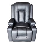 Πολυθρόνα relax με μηχανισμό massage Gessel pakoworld PU σε μαύρη απόχρωση 80x90x98εκ