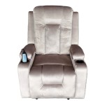 Πολυθρόνα relax με μηχανισμό massage Gessel pakoworld βελούδο σε γκρι απόχρωση 80x90x98εκ