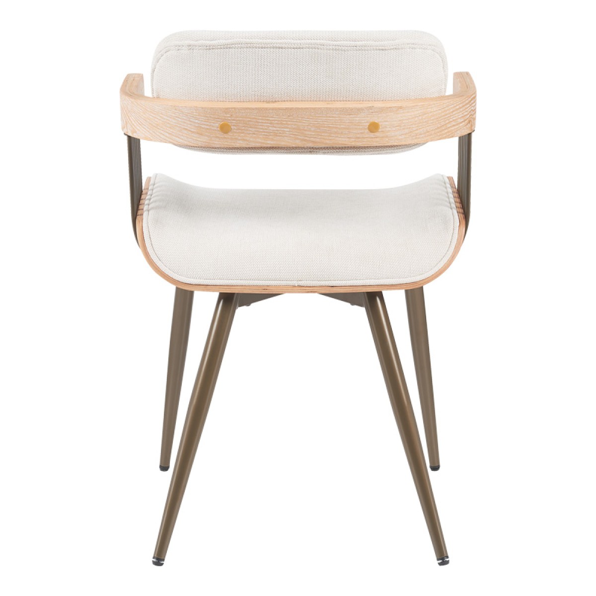 Πολυθρόνα Cameo pakoworld μέταλλο μπρονζέ-white-wash ξύλο-μπέζ ύφασμα 53x49.5x75.5εκ