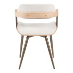 Πολυθρόνα Cameo pakoworld μέταλλο μπρονζέ-white-wash ξύλο-μπέζ ύφασμα 53x49.5x75.5εκ