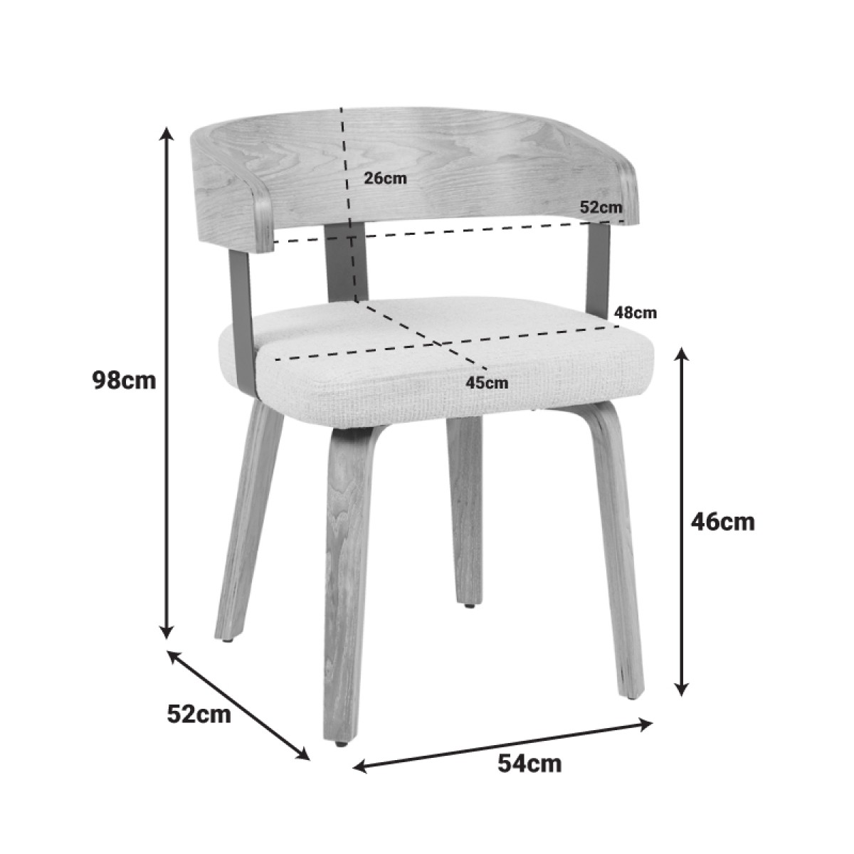 Πολυθρόνα Anesy pakoworld μέταλλο-ξύλο με ύφασμα σε μπεζ απόχρωση 53.5x51x72εκ