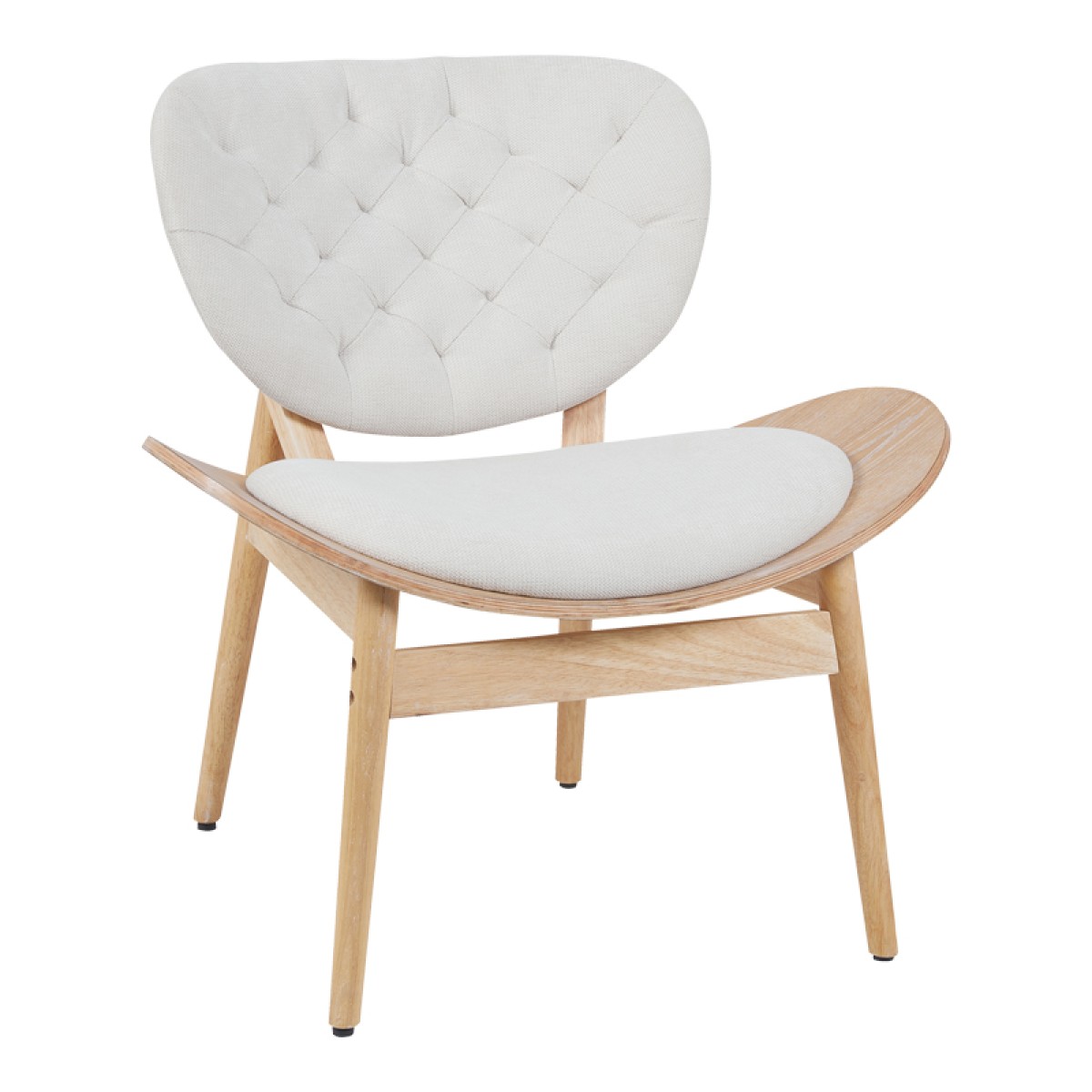 Πολυθρόνα Udalle pakoworld ξύλο σε φυσική απόχρωση με μπεζ ύφασμα 77x70x81εκ