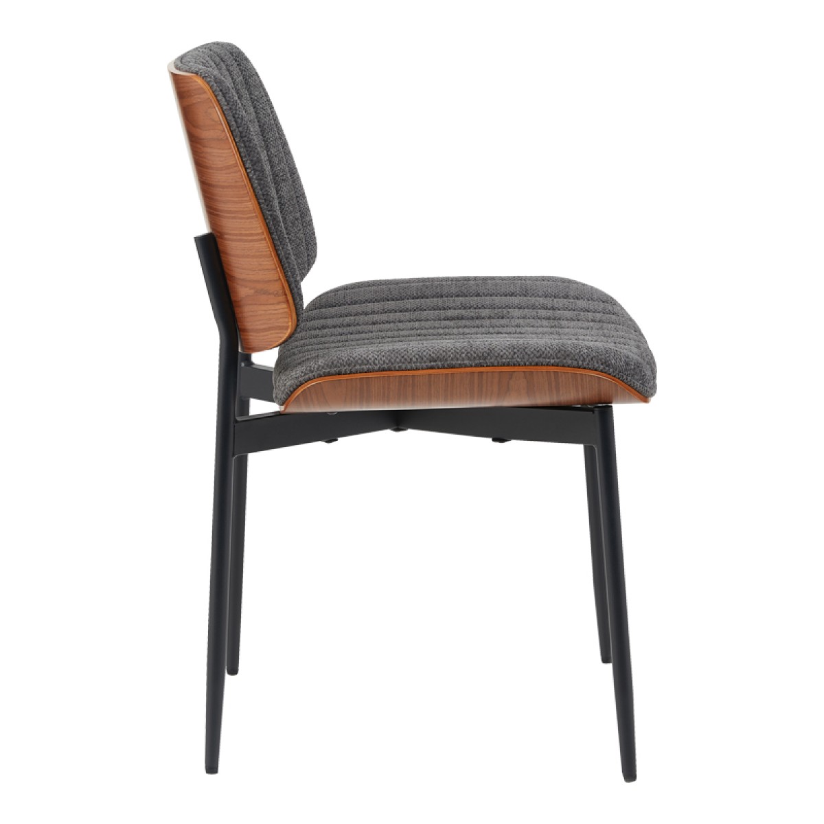 Καρέκλα Kathy pakoworld γκρι ύφασμα-καρυδί μεταλλικό πόδι 51x58x81εκ