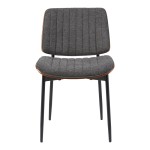 Καρέκλα Kathy pakoworld γκρι ύφασμα-καρυδί μεταλλικό πόδι 51x58x81εκ