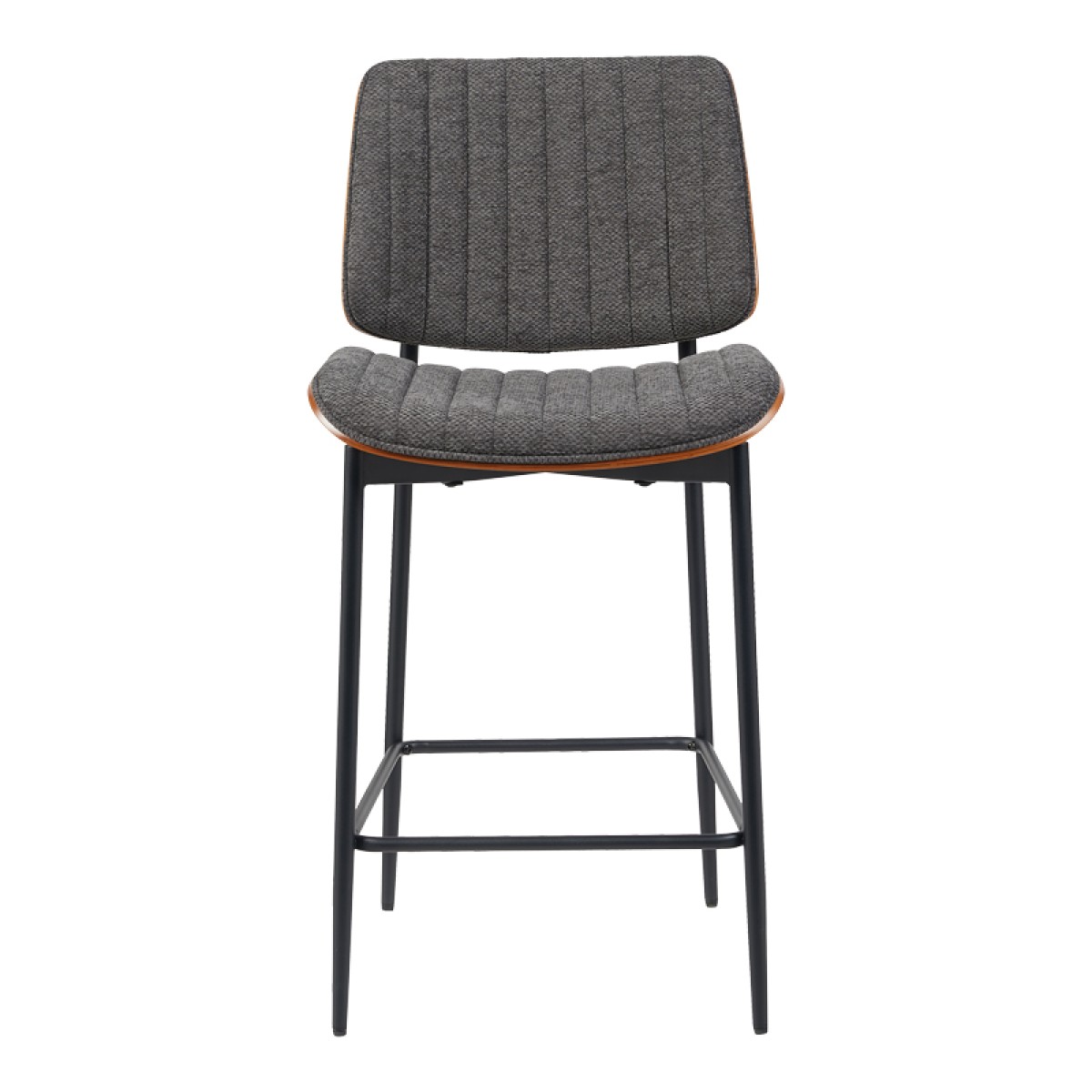 Σκαμπό-μπαρ Kathy pakoworld γκρι ύφασμα-καρυδί μεταλλικό πόδι 48.5x52.5x96εκ