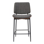 Σκαμπό-μπαρ Kathy pakoworld γκρι ύφασμα-καρυδί μεταλλικό πόδι 48.5x52.5x96εκ