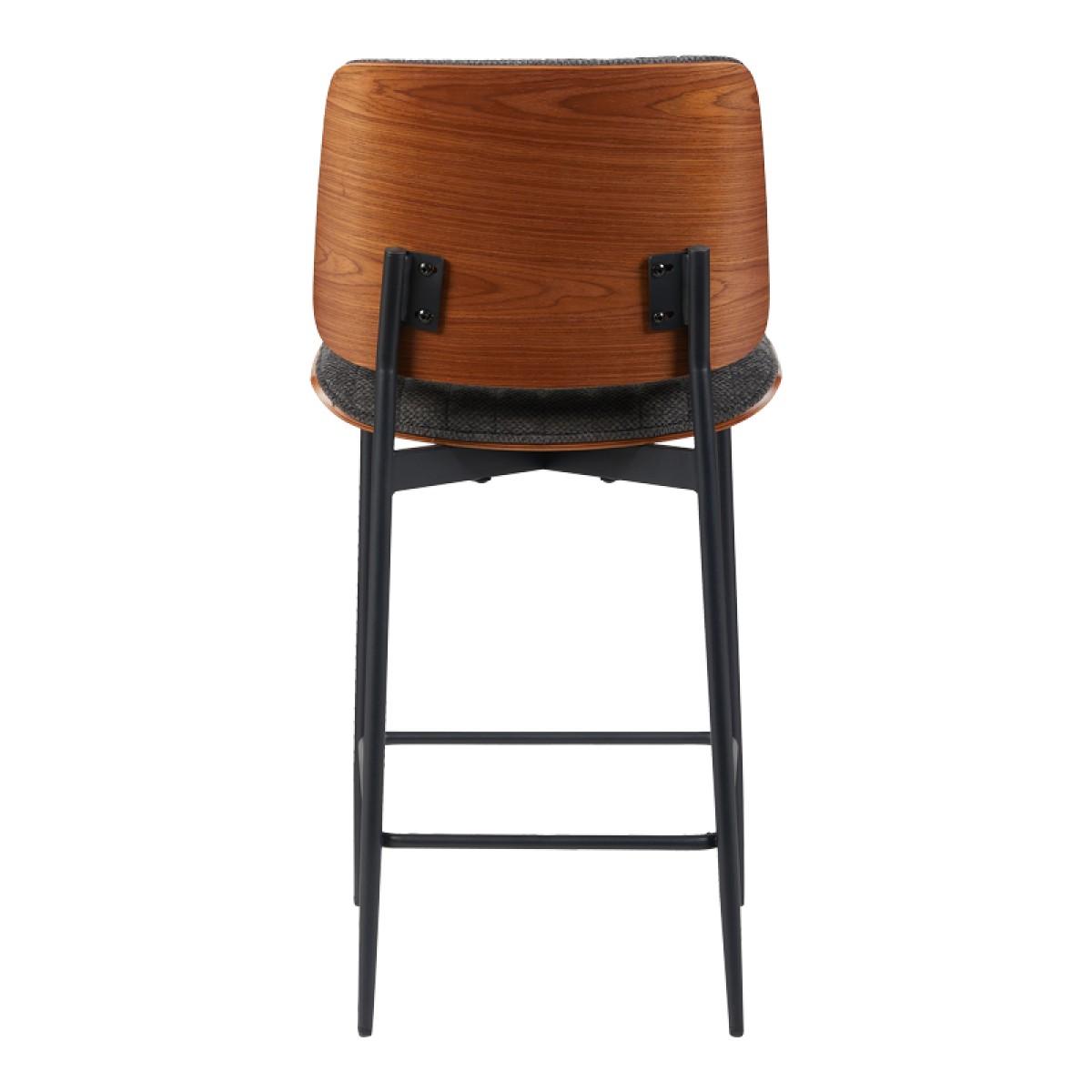 Σκαμπό-μπαρ Kathy pakoworld γκρι ύφασμα-καρυδί μεταλλικό πόδι 48.5x52.5x96εκ