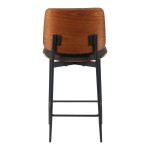 Σκαμπό-μπαρ Kathy pakoworld γκρι ύφασμα-καρυδί μεταλλικό πόδι 48.5x52.5x96εκ