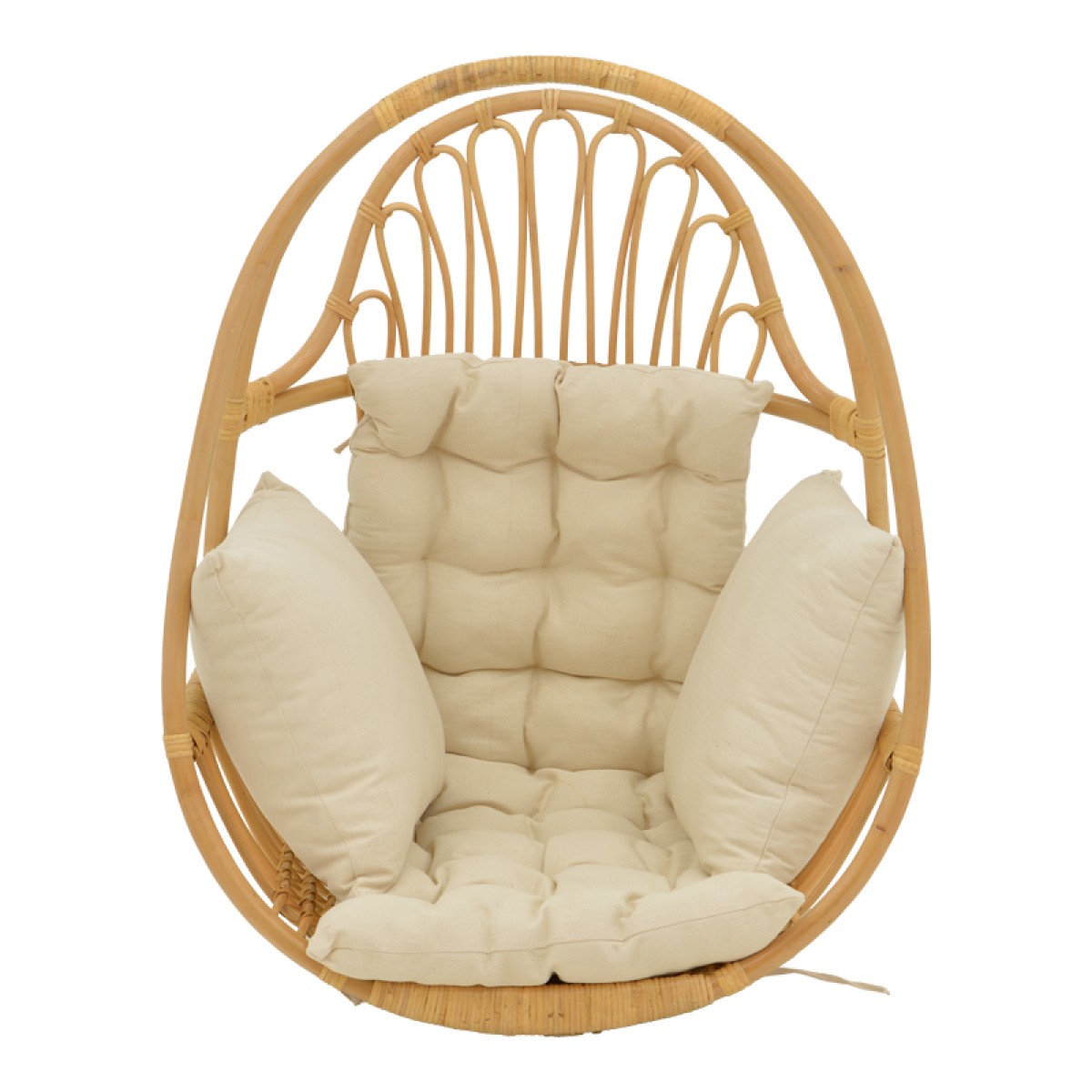 Κρεμαστή κούνια Jorg pakoworld φυσικό rattan-κρεμ μαξιλάρι 80x59x105εκ