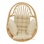 Κρεμαστή κούνια Jorg pakoworld φυσικό rattan-κρεμ μαξιλάρι 80x59x105εκ