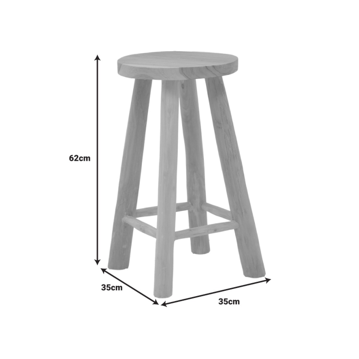 Σκαμπό Charloce pakoworld teak ξύλο σε φυσική απόχρωση Φ35x62εκ Σκαμπό Charloce pakoworld teak ξύλο σε φυσική απόχρωση Φ35x62εκ