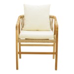 Πολυθρόνα Cuerda pakoworld σκελετός teak ξύλο με pe σχοινί σε φυσική απόχρωση 55x60x80εκ