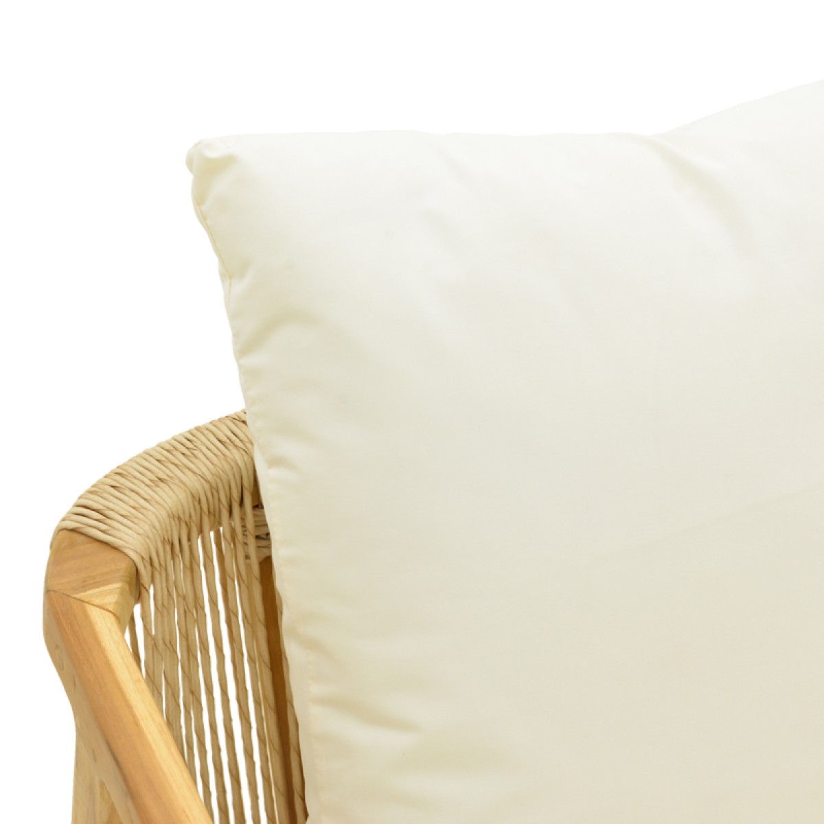 Πολυθρόνα Cuerda pakoworld σκελετός teak ξύλο με pe σχοινί σε φυσική απόχρωση 55x60x80εκ