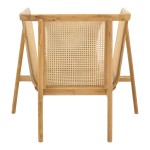 Πολυθρόνα Jenta pakoworld teak ξύλο με rattan σε φυσική απόχρωση και μπεζ μαξιλάρι 72x67x92εκ