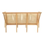 Καναπές τριθέσιος Jenta pakoworld teak ξύλο με rattan σε φυσική απόχρωση και μπεζ μαξιλάρι 203x67x92εκ