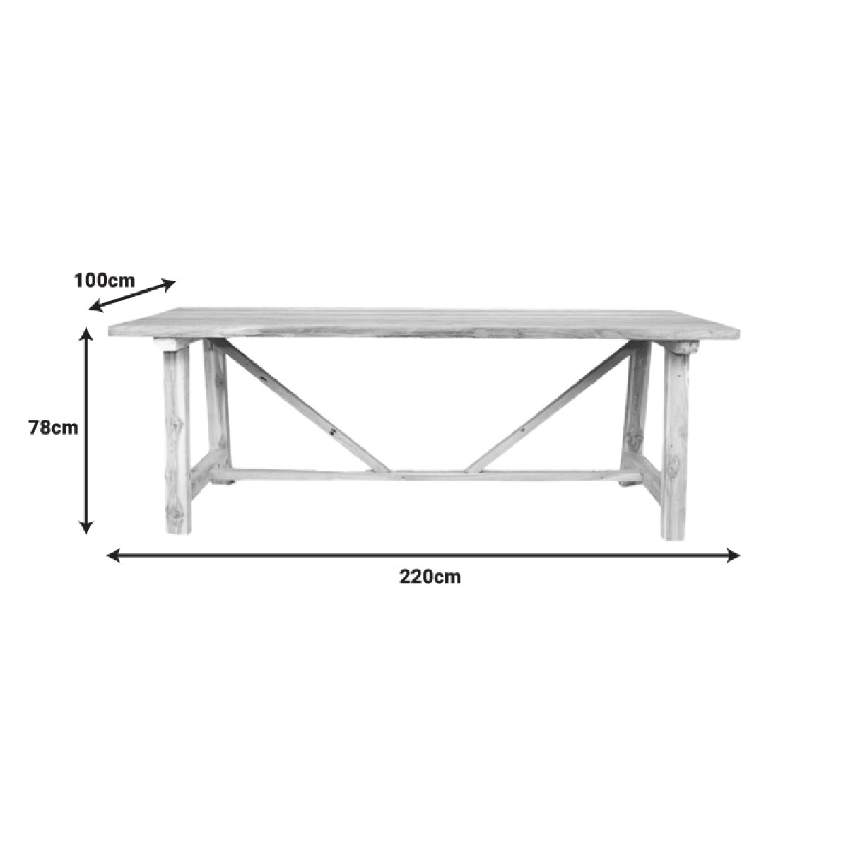 Τραπέζι Luxous pakoworld teak ξύλο σε φυσική απόχρωση 220x100x78εκ Τραπέζι Luxous pakoworld teak ξύλο σε φυσική απόχρωση 220x100x78εκ