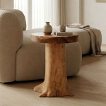 Σκαμπό Feranto pakoworld teak ξύλο σε φυσική απόχρωση Φ35x45εκ