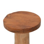 Σκαμπό Feranto pakoworld teak ξύλο σε φυσική απόχρωση Φ35x45εκ