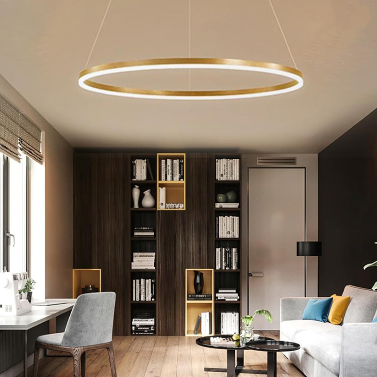 Φωτιστικό οροφής Nebrian pakoworld led μέταλλο χρυσό Φ60x15εκ