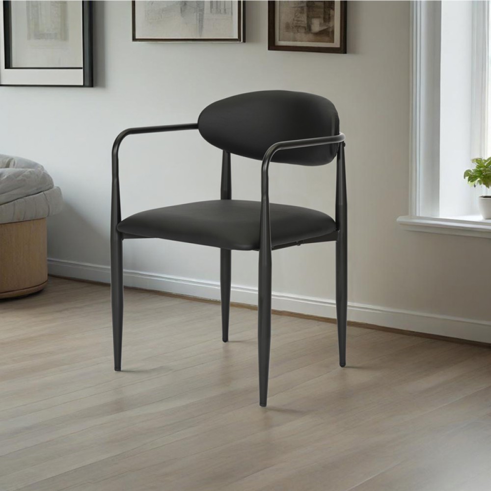 Πολυθρόνα Kalone pakoworld pu σε μαύρη απόχρωση 56x55x78εκ