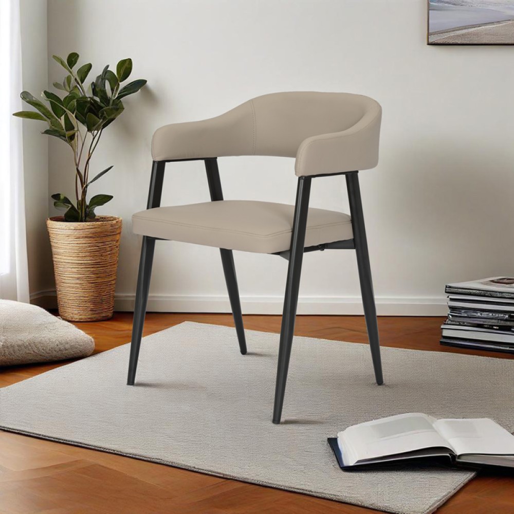 Πολυθρόνα Sezan pakoworld pu σε γκρι-μπεζ απόχρωση 56x55x78εκ