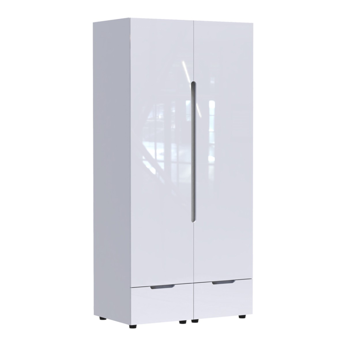 Ντουλάπα δίφυλλη Afina pakoworld mdf σε λευκή glossy απόχρωση 100x57x213εκ Ντουλάπα δίφυλλη Afina pakoworld mdf σε λευκή glossy απόχρωση 100x57x213εκ