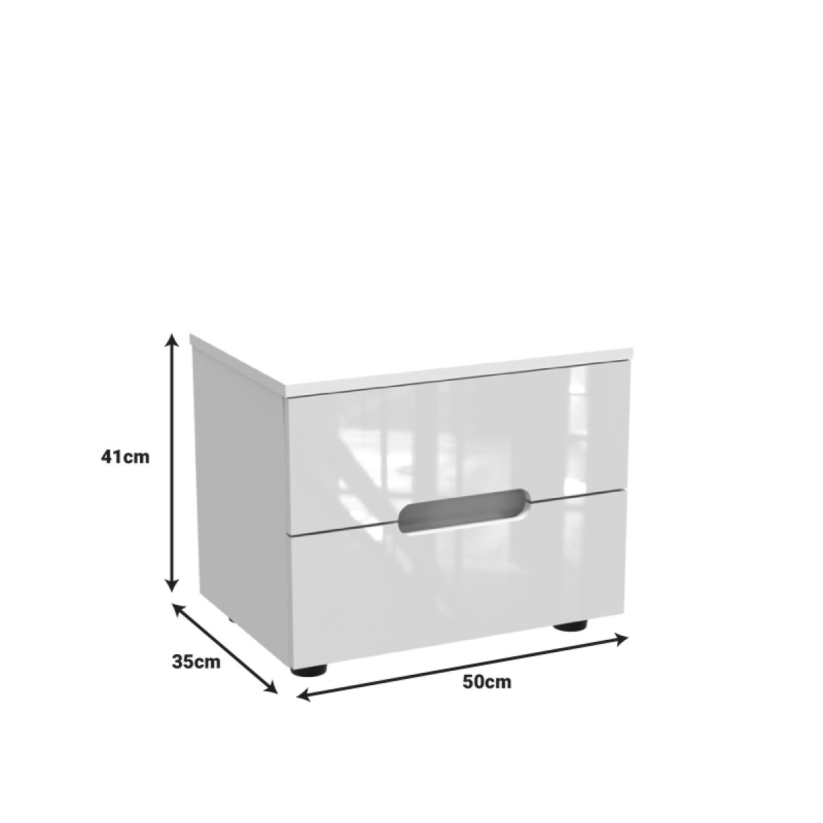 Κομοδίνο Afina pakoworld mdf σε λευκή glossy απόχρωση 50x35x41εκ Κομοδίνο Afina pakoworld mdf σε λευκή glossy απόχρωση 50x35x41εκ