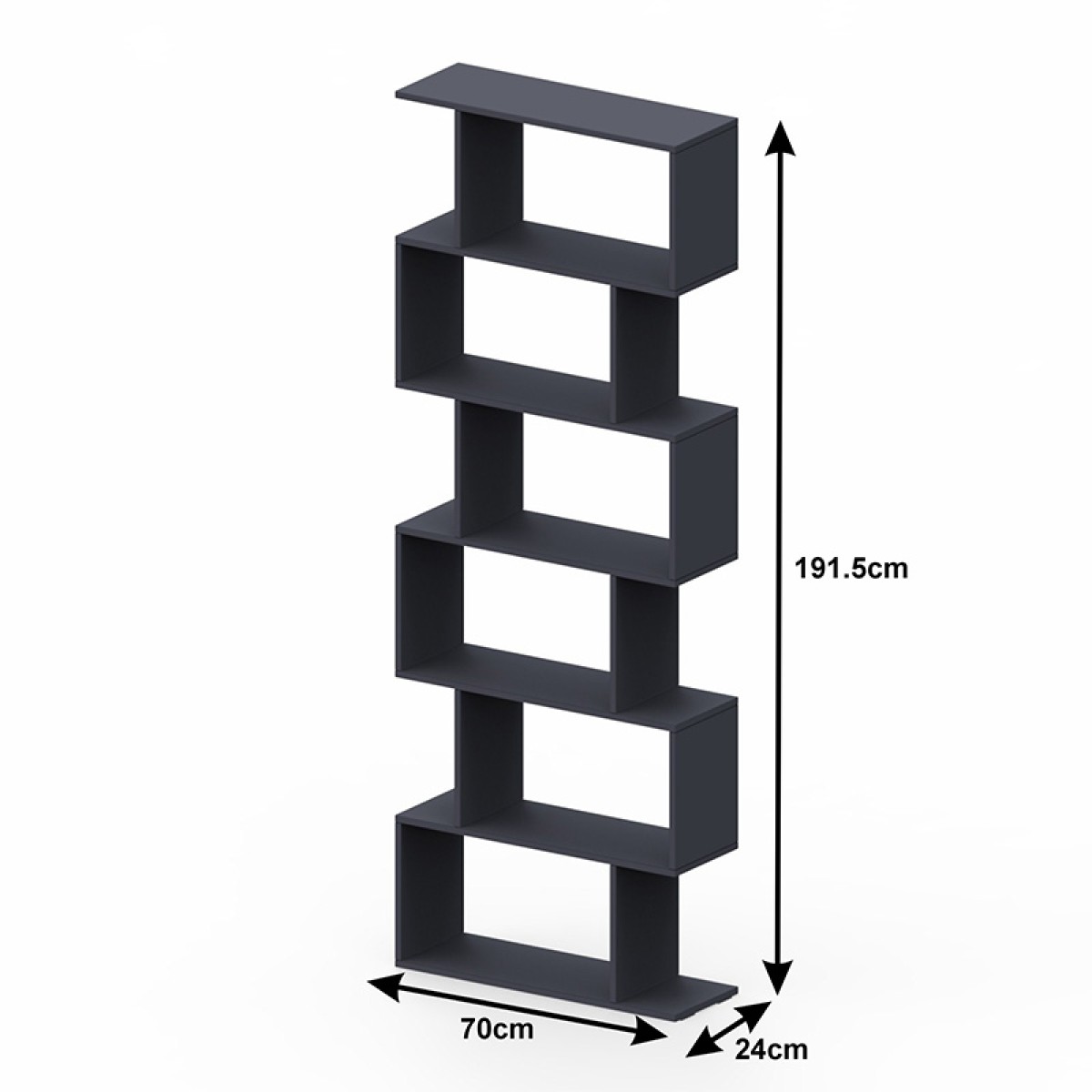 Βιβλιοθήκη Sezen pakoworld σε ανθρακί απόχρωση 70x24x191.5εκ Βιβλιοθήκη Sezen pakoworld σε ανθρακί απόχρωση 70x24x191.5εκ
