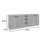 Μπουφές Doha pakoworld σε wenge απόχρωση 210x45x80.5εκ