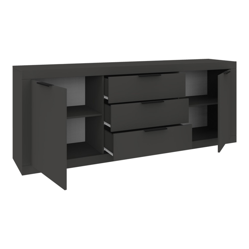 Μπουφές Doha pakoworld σε ανθρακί απόχρωση 210x45x80.5εκ