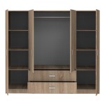 Ντουλάπα τετράφυλλη Royal pakoworld με συρτάρια sonoma 200x58x177εκ