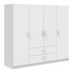 Ντουλάπα τετράφυλλη Royal pakoworld με συρτάρια λευκό 200x58x177εκ