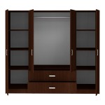 Ντουλάπα τετράφυλλη Royal pakoworld με συρτάρια wenge 200x58x177εκ