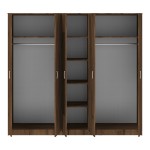 Ντουλάπα πεντάφυλλη με καθρέφτη Luna pakoworld καρυδί-oak 220x52x200εκ