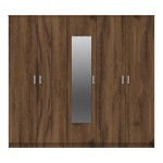 Ντουλάπα πεντάφυλλη με καθρέφτη Luna pakoworld καρυδί-oak 220x52x200εκ