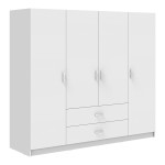 Ντουλάπα τετράφυλλη Royal pakoworld με συρτάρια και πατάρι λευκό 200x58x230εκ