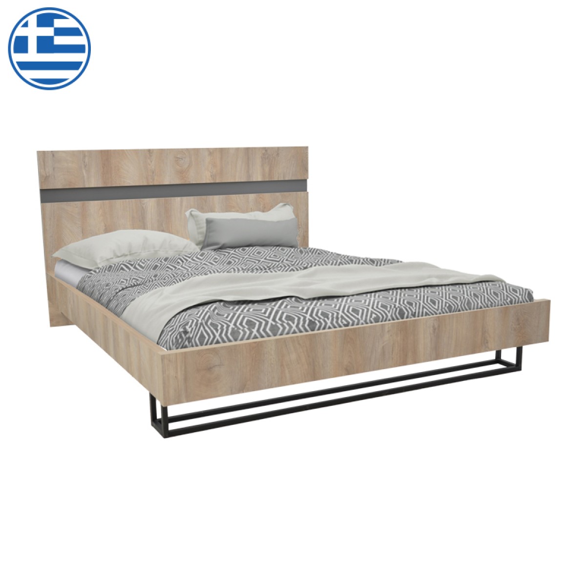 Κρεβάτι διπλό Elencia pakoworld σε oak με γκρι απόχρωση 160x200εκ Κρεβάτι διπλό Elencia pakoworld σε oak με γκρι απόχρωση 160x200εκ