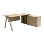 Γραφείο εργασίας επαγγελματικό αναστρέψιμο Stark pakoworld γωνιακό σε oak-μπεζ απόχρωση 180x160x75εκ