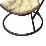 Κούνια φωλιά με βάση Soleil pakoworld μέταλλο καφέ- pe rattan καφέ με μπεζ μαξιλάρι 120x95x195εκ