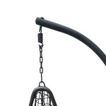 Κούνια φωλιά με βάση Soleil pakoworld μέταλλο ανθρακί- pe rattan ανθρακί με γκρι μαξιλάρι 120x95x195εκ