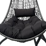 Κούνια φωλιά με βάση Soleil pakoworld μέταλλο ανθρακί- pe rattan ανθρακί με γκρι μαξιλάρι 120x95x195εκ